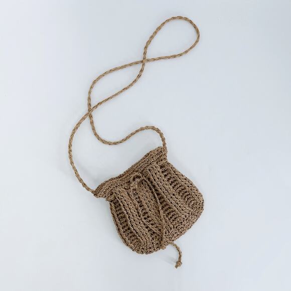 Straw Raffia Shoulder Drawstring Crossbody Hand Bag - Picture 1 of 4